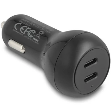 Delock autós töltő 2 x USB Type-C  PD 3.0 40 W teljesítménnyel