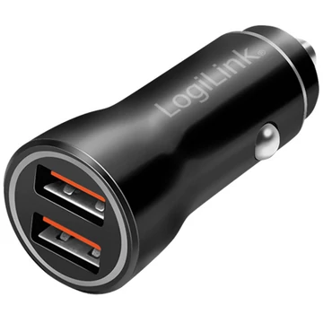 Logilink USB autós töltő, 2x USB-A, 10,5 W, fekete