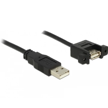 Delock Kábel, USB 2.0-s A típusú bementi csatlakozós > USB 2.0-s A-típusú csatlakozóhüvely, panelrög