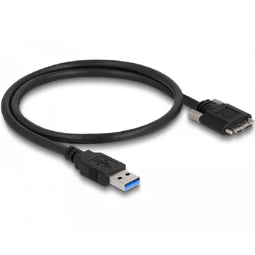 Delock Kábel USB 3.0 A-Típusú dugó - Micro-B Típusú dugó csavarokkal ellátott 0,5 m