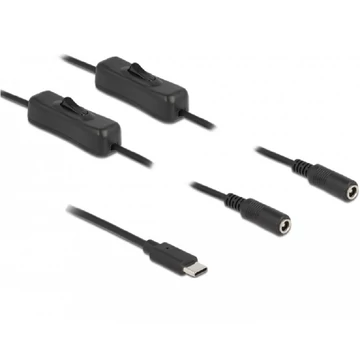 Delock USB Type-C  apa   2 db. DC 5,5 x 2,1 mm anya csatlakozójú, 1 méter hosszú kábel