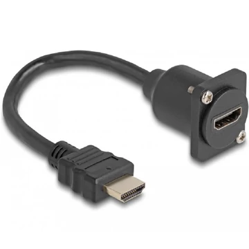 Delock D-típusú HDMI kábel apa   anya fekete 20 cm