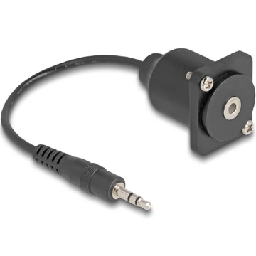 Delock D-típusú kábel 3,5 mm 3 tűs sztereo jack apa   anya fekete 20 cm