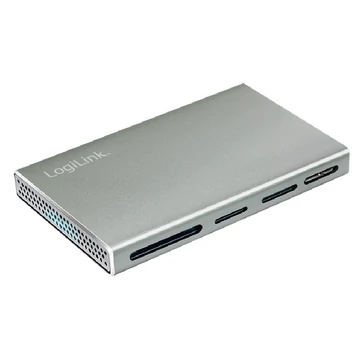 Logilink USB 3.2 Gen1, 5 az 1-ben kártyaolvasó (SD-, microSD-, MS-, CF és M2), alumínium, ezüst