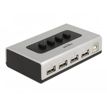 Delock Kétirányú USB 2.0 switch 1 db. B-típusú anya   4 db. A-típusú anya kézi átkapcsolással