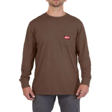 Milwaukee WTLSBRII M - Hosszú ujjú zsebes póló Barna - 4932493059