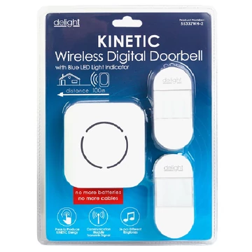 Delight elem és vezetéknélküli ajtócsengő IPP44 Fehér 55332WH-2