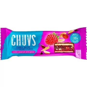 Chuvs Gyümölcsszelet pörkölt mogyoróval, csokoládé bevonattal málnával 30g