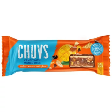 Chuvs Gyümölcsszelet pörkölt mogyoróval, csokoládé bevonattal mangóval 30g