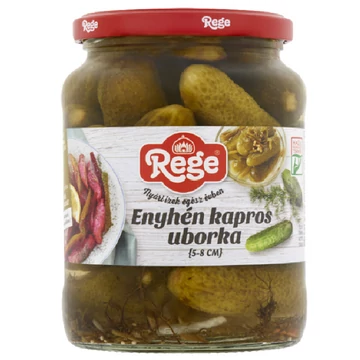 Rege enyhén kapros csemegeuborka 5-8cm 680g - csak egyedi szállítással vagy személyes átvétellel