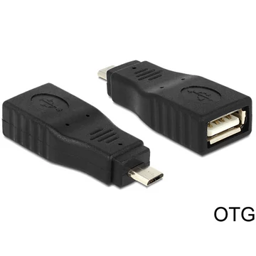 Delock adapter USB Micro B apa > USB 2.0 anya, OTG, teljesen fedett