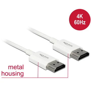 Delock HDMI-kábel Ethernettel - HDMI-A-csatlakozódugó > HDMI-A-csatlakozódugó, 3D, 4K, 4,5 m, vékony