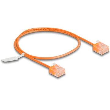 Delock RJ45 hálózati kábel Cat.6 UTP ultravékony 0,5 m narancssárga rövid csatlakoztatókkal