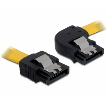 Delock SATA sárga, jobb/egyenes csatl. (fémlappal), 30 cm-es összekötő kábel