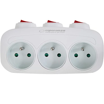 Esperanza elektromos aljzatelosztó 3 aljzatos kapcsoló fehér