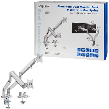 Logilink Kettős monitortartó, 17 32", alumínium, ívelt képernyő