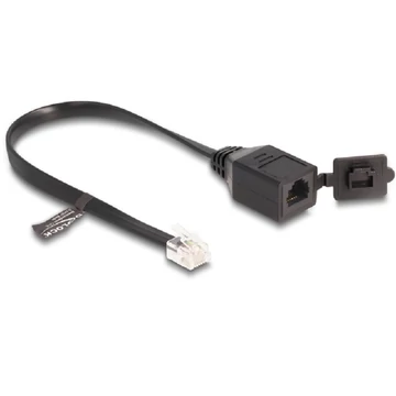 Delock Kábel RJ12 apa - RJ12 anya védő fedéllel 20 cm, fekete