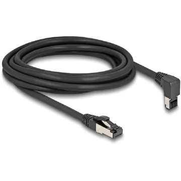 Delock RJ45 hálózati kábel Cat.8.1 S/FTP 90  fokban felfelé hajló / egyenes 3 m fekete