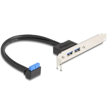 Delock Hornyos konzolos kábel 1 db. USB 5 Gbps tűfejes anya 90 -ban hajlított végződéssel és 2 db. USB 5 Gbps A-típusú anya végződéssel 50 cm