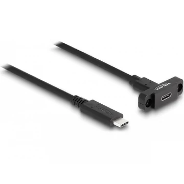 Delock SuperSpeed USB 10 Gbps (USB 3.2 Gen 2) USB Type-C  kábel apa-anya 1 m panel-csatlakozójú fekete