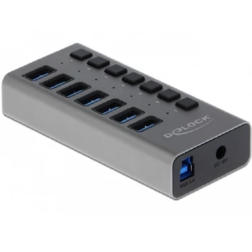 Delock Külső SuperSpeed USB hub 7 bemenettel és kapcsolóval