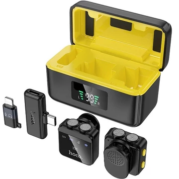 HOCO L17 Dupla-mikrofonos mágneses lavalier vezeték nélküli digitális mikrofon (Lightning/Type-C)