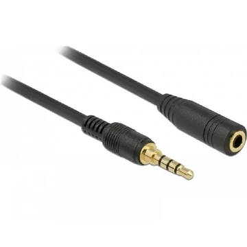 Delock Sztereó jack hosszabbító kábel 3,5 mm 4-tűs apa > anya 5 m hosszú fekete