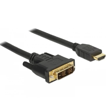 Delock Kábel DVI 18+1 csatlakozódugóval > HDMI-A csatlakozódugóval, 1 m, fekete