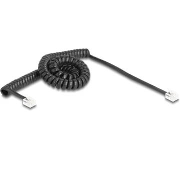 Delock Telefon csavart kábel RJ11 apa - RJ11 apa fekete színű 3 m