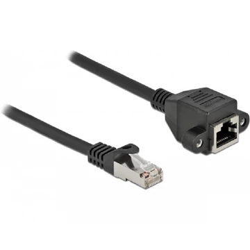 Delock Hálózat bővítő kábel S/FTP RJ45 apa - RJ45 anya Cat.6A, 2 m hosszú, fekete
