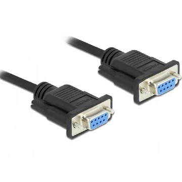 Delock Soros RS-232 D-Sub 9 kábel anya - anya null modem vékony csatlakozó kerettel - CTS / RTS auto