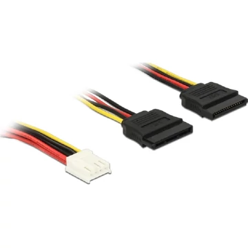 Delock Tápkábel 4 tűs Floppy-csatlakozóhüvellyel > 2 x 15 tűs SATA-csatlakozóhüvellyel, 30 cm