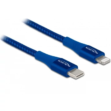 Delock Adat- és töltőkábel USB Type-C  - Lightning  iPhone , iPad  és iPod  készülékhez kék 0,5 m MF