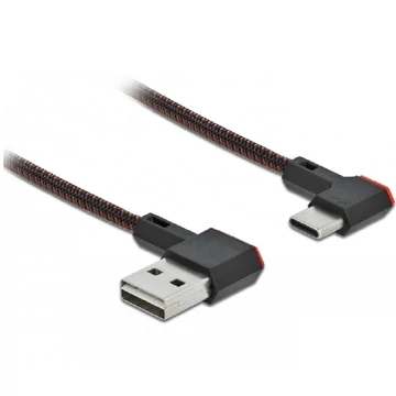 Delock EASY-USB 2.0 kábel A-típusú csatlakozódugó - USB Type-C  csatlakozódugó, ívelt bal / jobb, 0,