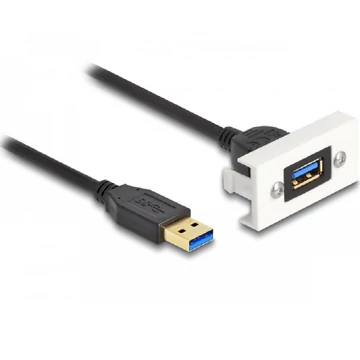Delock Easy 45 modul SuperSpeed USB (USB 3.2 Gen 1) A-típusú USB anya A-típusú USB apa rövid kábellel, 22,5 x 45 mm