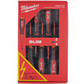 Milwaukee VDE Csavarhúzó 3 oldalú markolattal  7 darabos készlet (SL2,5, SL3, 