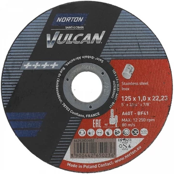 Vulcan Inox 125x1,0x22,23 mm INOX A60T-BF41vágókorong