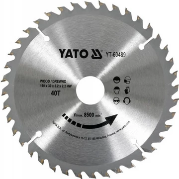 YATO Fűrésztárcsa fához 190 x 30 x 3,2 mm / 40T