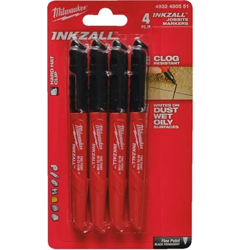 Milwaukee INKZALL™ Jelölő filc Vékony tartós hegyű Fekete - 4 db