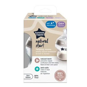 Tommee Tippee: Closer To Nature átlátszó cumisüveg 150ml (0 hó+)