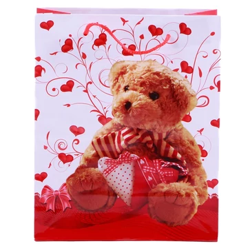 Valentin ajándéktasak maci piros szívvel 71421