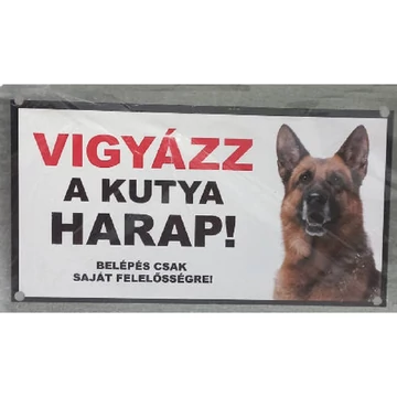 Vigyázz a kutya harap! Kutyatábla németjuhász mintával 9x13cm 041172