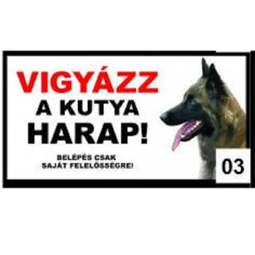 Vigyázz a kutya harap! Kutyatábla tervueren fej mintával 9x13cm 366109