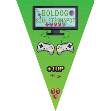 Gamer boldog születésnapot party zászlófüzér