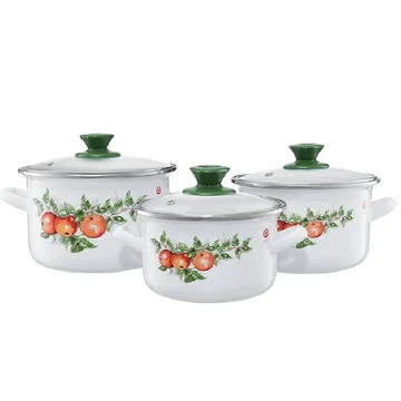 Emalia Olkusz edénykészlet zománcozott 6 részes almás 35245/35246