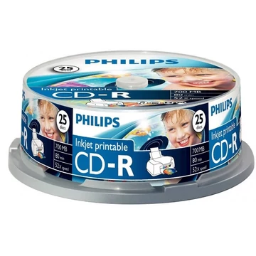 Philips CD-R 80IWx25 hengeres, nyomtatható