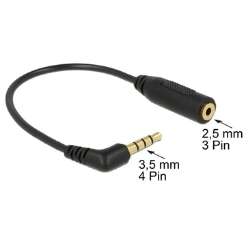 Delock Audio Cable Stereo jack 3.5 mm 4 pin male > Stereo jack 2.5 mm 3 pin female angled