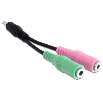 Delock sztereó jack apa 3.5 mm > 2 x Stereo jack anya adapter, 3.5 mm