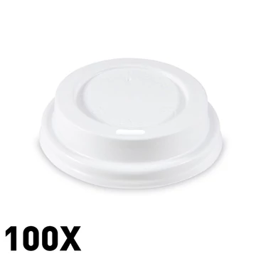 Eldobható műanyag pohártető 73mm 100db 76291 fehér