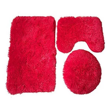 Fürdőszoba szőnyeg kádkilépő szett 3 részes - piros